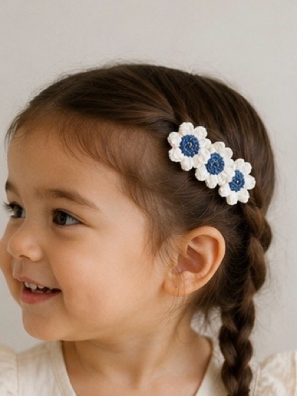 Handmade Crochet Flower Hair Clip for Girls/Toddlers